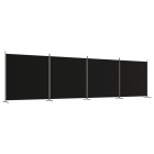 Cloison de séparation 4 panneaux noir 698x180 cm tissu