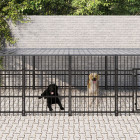 Chenil d'extérieur avec toit pour chiens acier 9,38 m²