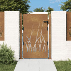 Portail de jardin 105x130 cm acier corten conception d'herbe