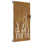 Portail de jardin 85x175 cm acier corten conception d'herbe