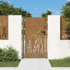 Portail de jardin 105x205 cm acier corten conception d'herbe