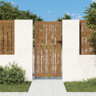 Portail de jardin 85x175 cm acier corten design de bambou