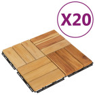 Tuiles de terrasse 20 pcs 30x30 cm bois massif teck