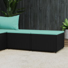 Repose-pieds de jardin avec coussins 2 pcs noir résine tressée