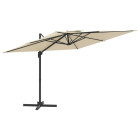 Parasol meuble de jardin cantilever à double toit blanc 400 x 300 cm sable helloshop26 02_0008152