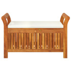 Banc de jardin meuble de patio d'extérieur terrasse de rangement de jardin avec coussin 91 cm bois d'acacia helloshop26 02_0011810