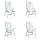 Coussins de chaise à dossier haut 4 pcs modèle de feuille tissu