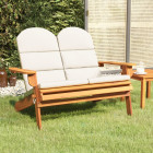 Banc de jardin adirondack et coussins 126 cm bois massif acacia