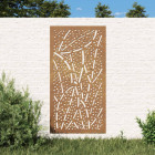 Décoration murale jardin 105x55 cm acier corten design feuille