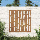 Décoration murale jardin 55x55 cm acier corten design bambou