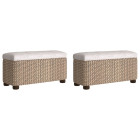 Bancs de rangement 2 pcs avec coussin gris 69 cm quenouille