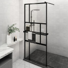 Paroi de douche avec étagère noir 100x195cm verre esg&aluminium