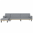 Canapé-lit en forme de l gris clair 260x140x70 cm tissu