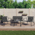 Salon de jardin avec coussins 4 pcs anthracite acier