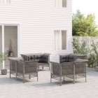 Salon de jardin 8 pcs avec coussins gris résine tressée