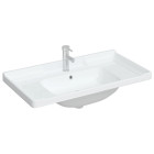Évier salle de bain blanc 91,5x48x23 cm rectangulaire céramique