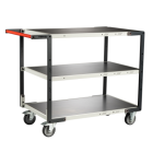 Servante FLAT-PACK™ 3 plateaux tôle 1000 x 600 mm roues TPE 250 kg - 884722324