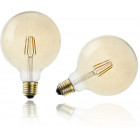 Ampoule ronde ambrée avec filament led 17,2 cm