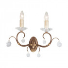 Applique lunetta, bronze et cristal, 2 ampoules