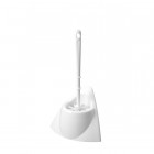 Brosse wc d'angle à poser corps et couvercle en polypropylène blanc serie basica plastic