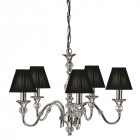 Suspension 5 ampoules polina, nickel et cristal, abat-jour noirs