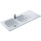 Evier grès à encastrer 2 bacs, 1 égouttoir TARGA 80 - Couleur : CAPPUCCINO