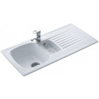 Evier grès à encastrer 1 bac 1/2 , 1 égouttoir, TARGA 60 - Couleur : BLANC