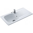 Evier grès à encastrer 1 bac, 1 égouttoir, TARGA 50 - Couleur : BLANC