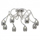 Plafonnier argenté techno 8 ampoules 26 cm