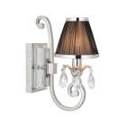 Applique oksana, nickel poli, pampilles cristal, abat-jour noir