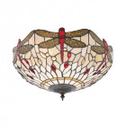 Plafonnier dragonfly beige, verre et métal
