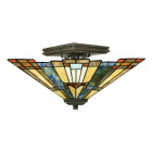 Plafonnier inglenook, bronze et verre tiffany
