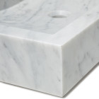 Vasque à poser rectangulaire avec perçage robinetterie en véritable marbre blanc 70x45x10 cm