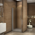 Porte de douche pivotante 70x187cm en verre sablé et anticalcaire installation en niche