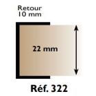 Profil chant 'u' 322 prunier - 22 mm x 2.60 m - blanc - ribp322