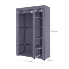 Armoire de rangement penderie de vêtement pliable en toile xl 110 x 45 x 175 cm gris helloshop26 12_0002298