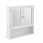 Armoire de salle de bain vintage avec miroir meuble de salle de bain avec porte 3 surface de stockage mdf laqué 58 cm blanc