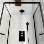 Cabine de douche carrée 110x80x230cm - extra blanc et profilé noir mat - lunar square 110
