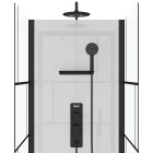 Cabine de douche carrée 80x80x213 cm - porte pivotante - fond blanc et profilés noir mat - rubiq Aurlane - CAB238