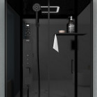 Cabine de douche hydromassante 115x90x220 cm - porte coulissante - fonds & profilés noir mat Aurlane - CAB266