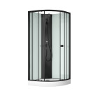 Cabine de douche 1/4 de cercle 85x85x200 cm - portes coulissantes - fonds blancs & profilés noir mat Aurlane - CAB270
