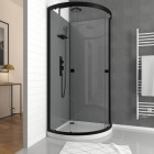 Cabine de douche 1/4 de cercle 90x90x215 cm - receveur bas - fonds gris profilés noir mat - foggy low Aurlane - CAB282