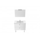 Meuble complet victoria blanc 80 cm avec plan céramique, miroir et applique