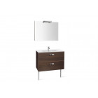 Meuble complet victoria wengé 80 cm avec plan céramique, miroir et applique