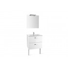 Meuble complet victoria blanc 60 cm avec plan céramique, miroir et applique