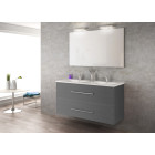 Ensemble meuble suspendu perla 120cm double vasque - qualyx - gris cérusé