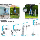 Echelle télescopique + plate-forme multifonctions haut 4.4m - solucio