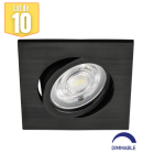 Lot de 10 spots led encastrables 3en1 carré noir 7w ip20 dimmable