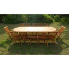 Ensemble de jardin en teck huilé haasi 10 chaises 2 fauteuils jumak