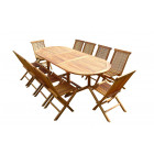Ensemble de jardin en teck huilé munggi 10 chaises jumak